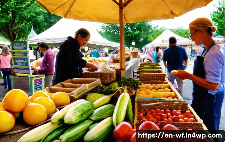지역생산의 소비자 참여 방법 - **Prompt 1: Vibrant Local Farmers' Market Scene**
"A bustling, sun-drenched outdoor farmers' mar...